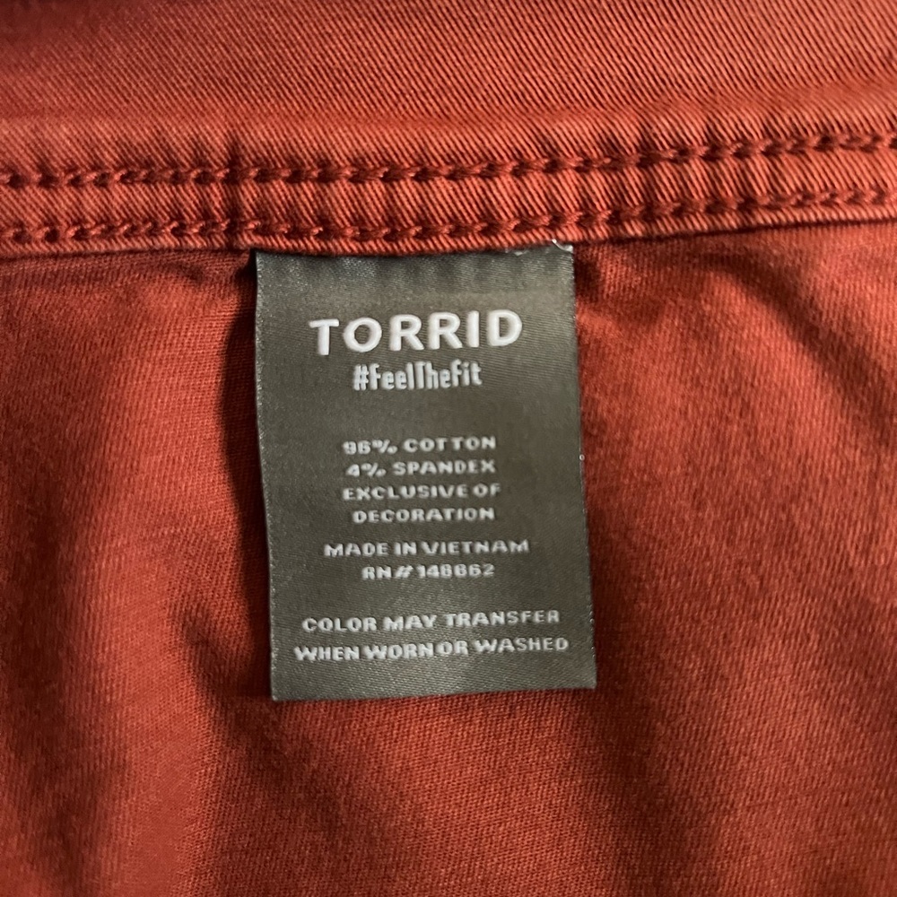 Torrid Aviator Stretch Twill Crop Pants Size 16 Rust Mid Rise - Picture 8 of 9